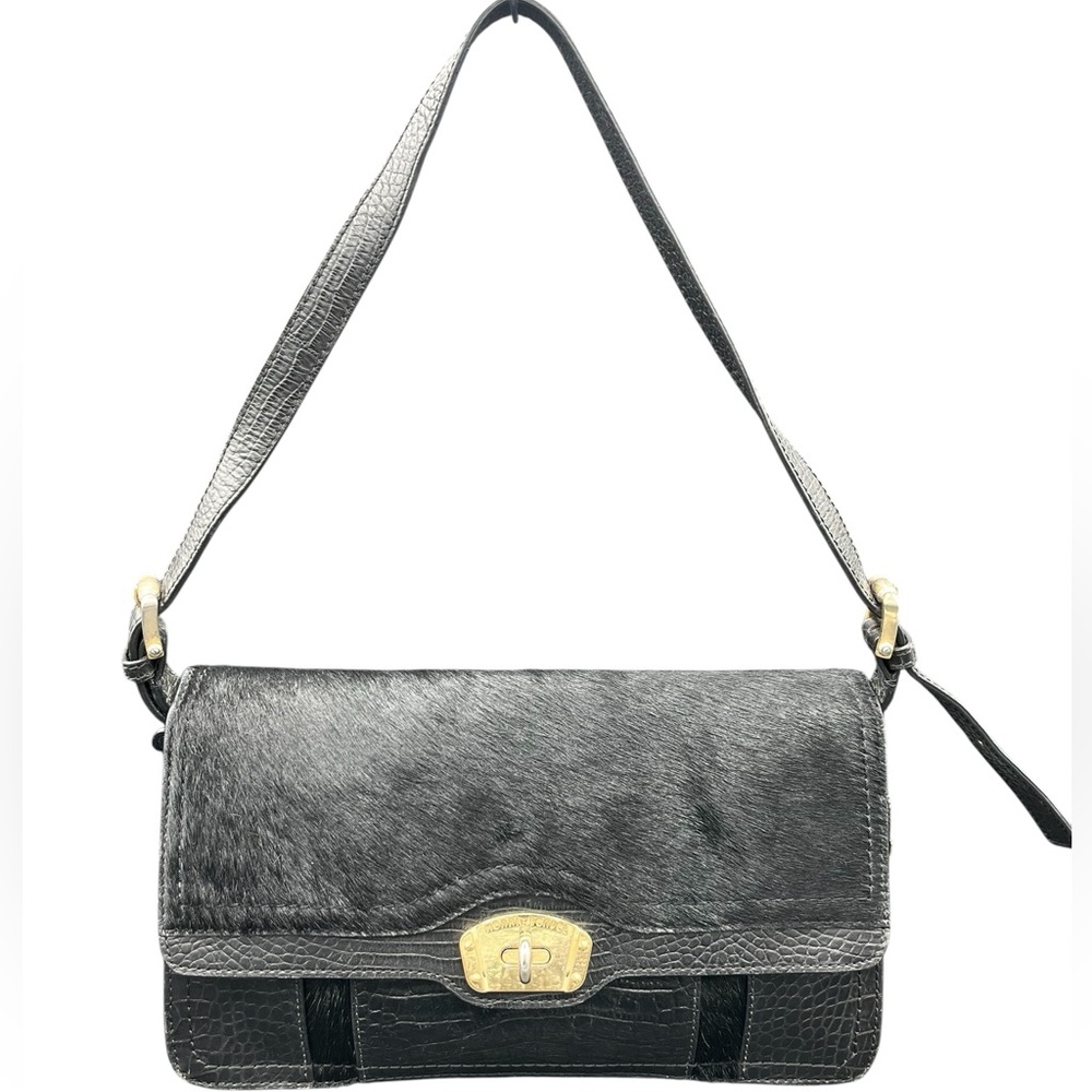 Henri Bendel Limited Edition Black & Gold Crocodile Leather & Hide Shoulder Bag
